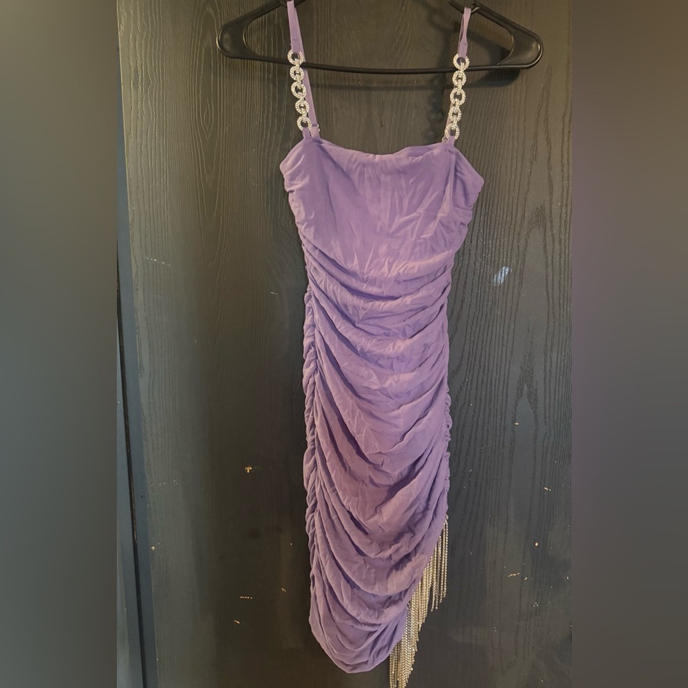 Elegant Purple Ruched Dress